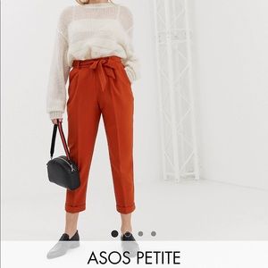 ASOS Petite Orange Waist Tie Peg Pants Size 8